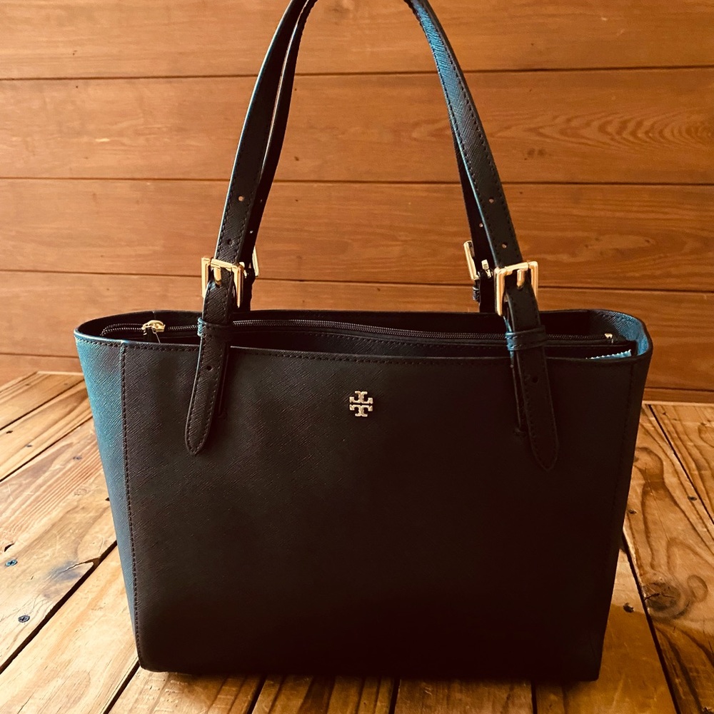 Tory Burch Emerson Black Leather Tote